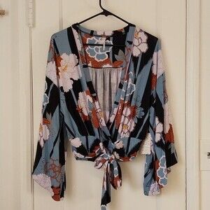 Free People Blouse Crop Tie Women's XS NWT